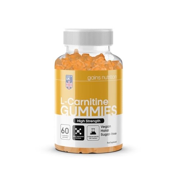 GN Acetyl L-Carnitine Gummies | 60 Gommes L Carnitine pour Hommes et Femmes – 1 000 mg Acétyl-L-Carnitine par portion avec As