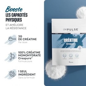 Impulse Nutrition - Créatine Monohydrate Creapure® 3 g Ultra Pure - Force, Endurance & Récupération - Complément Alimentaire 