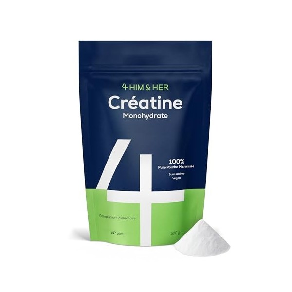 Créatine Monohydrate en Poudre 500g – Créatine Pure, Micronisée et Haute Solubilité 200 Mesh – Performance et Puissance M