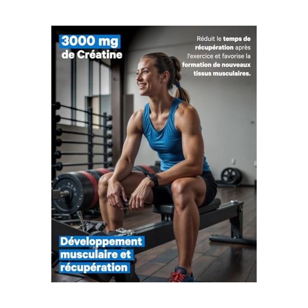 Créatine Monohydrate 100% Pure 3000 mg – Sticks | Micronisée | Prise de Masse Musculaire, Force, Endurance, Récupération, Éne