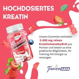 Créatine Gummies Complexe 5000mg par Portion, Formule 5-en-1 avec Taurine et Vitamine B6, Créatine Monohydrate à Mâcher pour ...