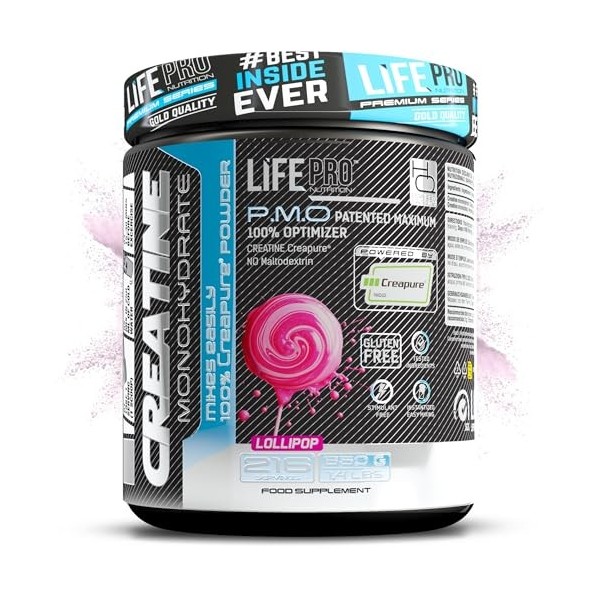 Life Pro Creatine Creapure® 500 G Sans Arôme – Creatine Monohydrate Creapure de Haute Pureté 99,9% – Fabriquée en Allemagne –...