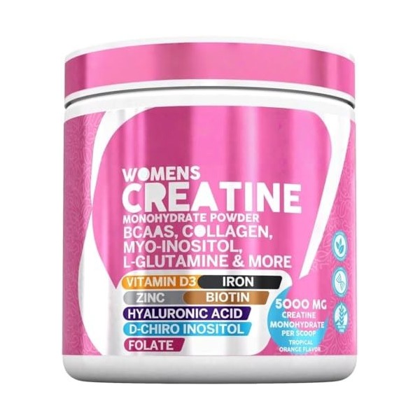 Créatine pour femmes, soutien à lénergie, à la masse musculaire et à la clarté mentale - Sans saveur, végétalienne, sans OGM