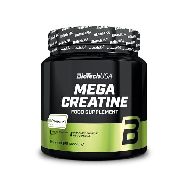 BioTechUSA Mega Creatine │ Formule de marque Creapure® │ Formule micronisée │ Pureté et fiabilité exceptionnelles, 306 g, Non