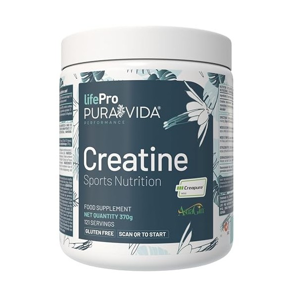 Creatine Monohydrate Creapure avec AstraGin® – Jusqu’à 35% d’Absorption en Plus vs Creapure® Seule – Micronisée Sans Goût 4 M