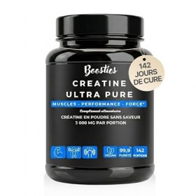 BOOSTIES Créatine Monohydrate Poudre 500g 142 Jours – Créatine Ultra Pure & Micronisée – Force Explosive, Prise de Masse & 