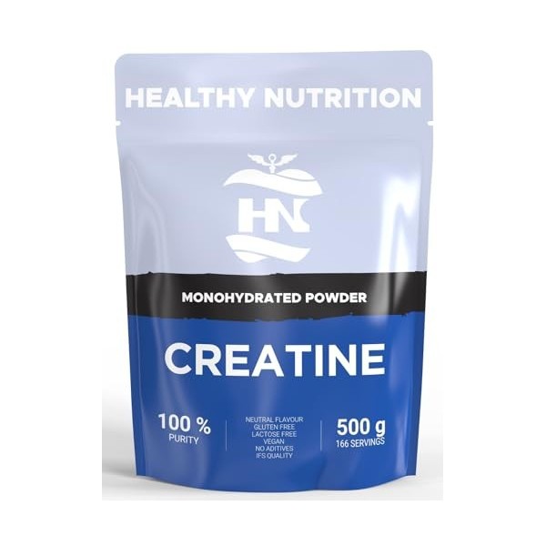 HN - Creatine Monohydrate Micronisée 500 g 166 Portions – Creatine Poudre Pure pour laugmentation de la masse musculaire, Cr...