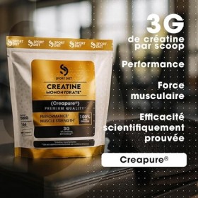 CRÉATINE MONOHYDRATE CREAPURE – Poudre Ultra-Pure 500g – 3g par Portion – Puissance, Explosivité, Performance – Sans Impureté