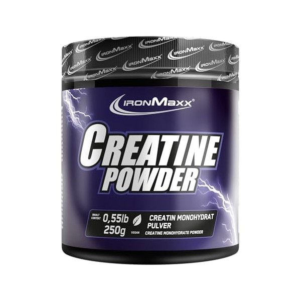 IronMaxx Creatine Monohydrate en poudre – Boîte neutre de 250 g | Hautement dosé avec 5000 mg de créatine monohydrate par por