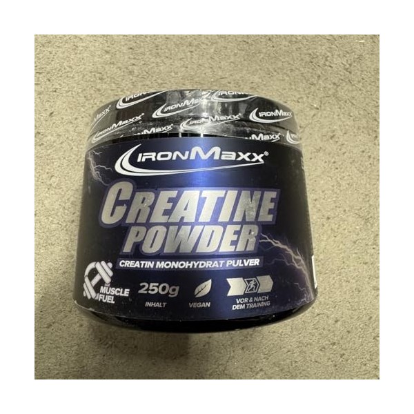 IronMaxx Creatine Monohydrate en poudre – Boîte neutre de 250 g | Hautement dosé avec 5000 mg de créatine monohydrate par por