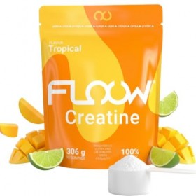 FLOOW – Creatine Monohydrate en Poudre Saveur Tropicale – 306 g 90 Doses – Créatine Pure sans Sucre ni Maltodextrine – Créa