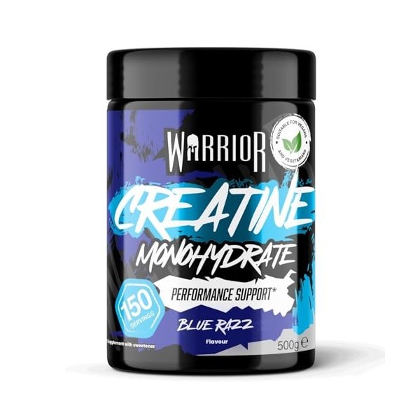 Warrior Créatine Monohydrate Poudre Micronisée – Supplément Sportif pour Musculation, Force et Récupération – 300 g, Portion ...