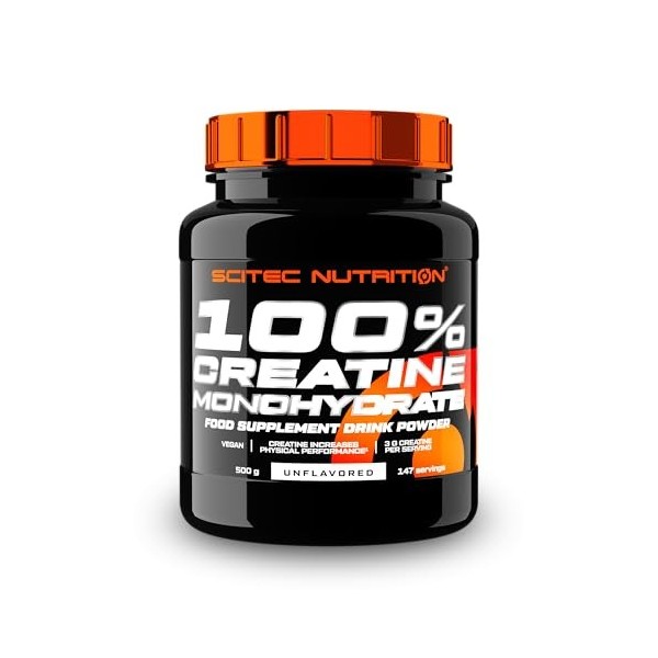Scitec Nutrition 100% Creatine Monohydrate - Vegan - 3g par portion - Boost de performance pour les exercices de haute intens...