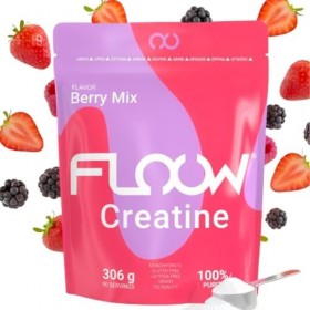 FLOOW – Creatine Monohydrate en Poudre Saveur Berry Mix – 306 g 90 Doses – Créatine Pure sans Sucre ni Maltodextrine – Créa