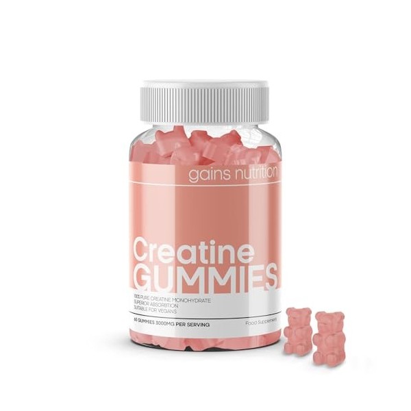 GN Creatine Gummies | 60 Bonbons Gommes Créatine pour Hommes et Femmes – 3000 mg Creatine Monohydrate par portion | Saveur Pe...