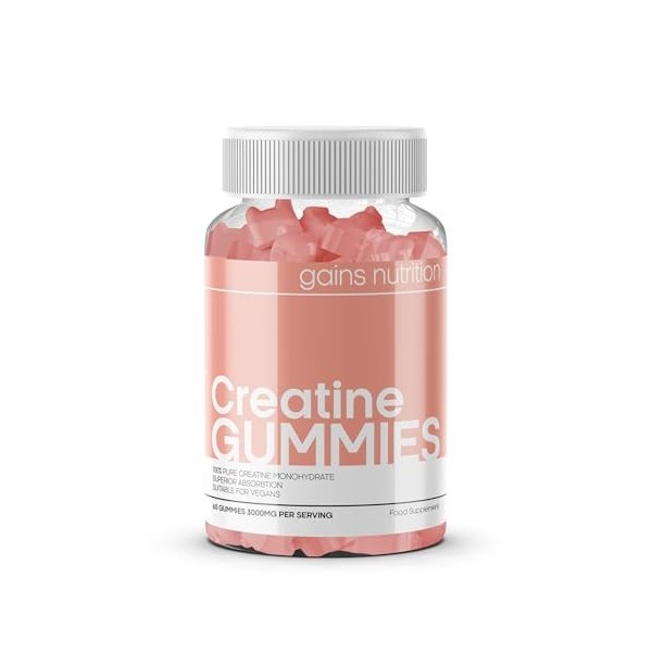 GN Creatine Gummies | 60 Bonbons Gommes Créatine pour Hommes et Femmes – 3000 mg Creatine Monohydrate par portion | Saveur Pe...