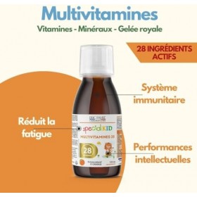 SPECIAL KID MULTIVITAMINES 28 - Croissance & Développement Osseux - 125 ml - Vitamines A, B, C, D3, E, Calcium, Magnésium, Zi