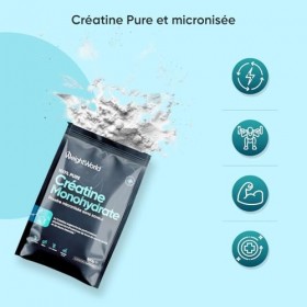 Creatine Monohydrate Poudre Pure - Micronisée 300g, Vegan Creatine Pure Acide Aminé - 100 Portions, sans Saveur, ni Gluten, D...