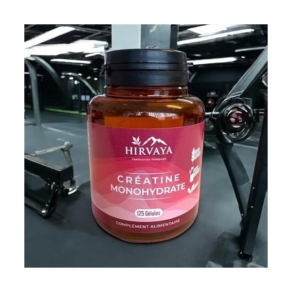 Créatine Monohydrate 3000 mg – 125 Gélules Vegan | Force Musculaire, Endurance & Prise de Masse | 100% Pure | Sans Gluten/Lac