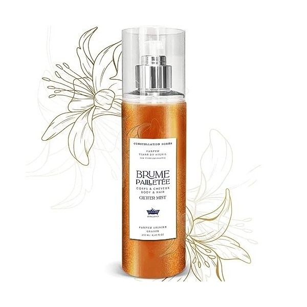 Brume Pailletée Tiaré du Soleil 250ml - Constellation dorée - Les Petits Bains de Provence