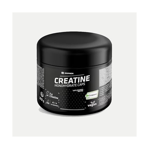 Créatine Vegan monohydrate 100% caps labelisée Creapure - 3g de créatine par dose - Gélules végétales