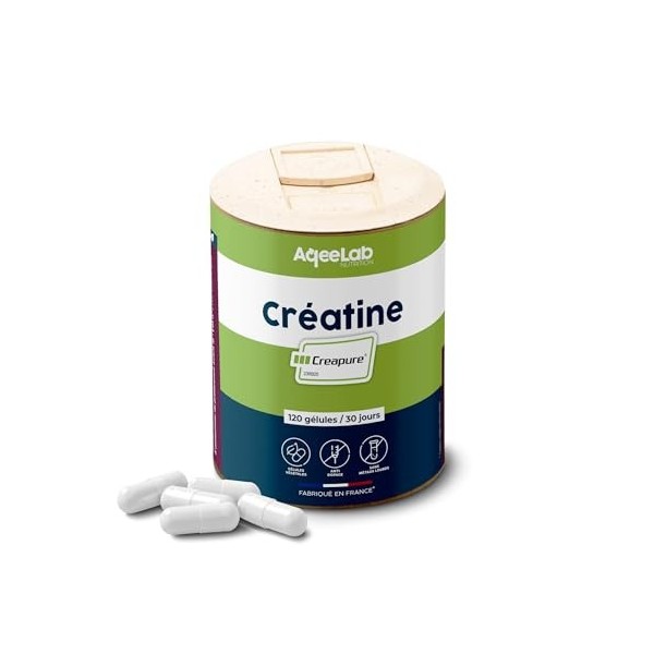 Créatine CREAPURE® • Augmentation de la Force + Performances • 120 Gélules végétales • Made in FR • Testée en laboratoire ind
