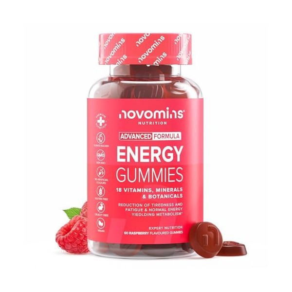 Gummies Énergie – Vitamines B6, B12, C + Créatine, Maca, Taurine & Ginseng – Sans Caféine – Réduction de la Fatigue & Métabol