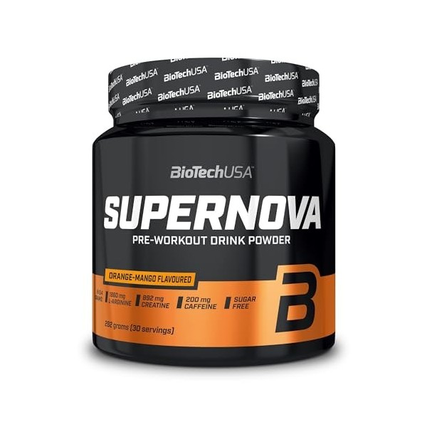 BioTechUSA Supernova | Poudre dentraînement sans sucre | 10 ingrédients actifs | Créatine micronisée | Haute teneur en caféi