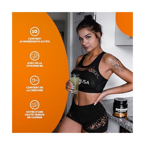 BioTechUSA Supernova | Poudre dentraînement sans sucre | 10 ingrédients actifs | Créatine micronisée | Haute teneur en caféi