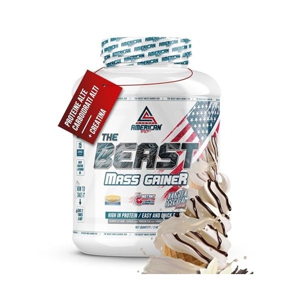 AS American Suplement | Mass Gainer 2kg | Ricco di Carboidrati e Proteine | Aiuta ad Aumentare di Peso e Massa Muscolare | Co
