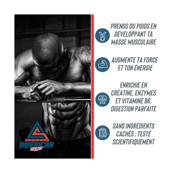 AS American Suplement | Mass Gainer 2kg | Ricco di Carboidrati e Proteine | Aiuta ad Aumentare di Peso e Massa Muscolare | Co