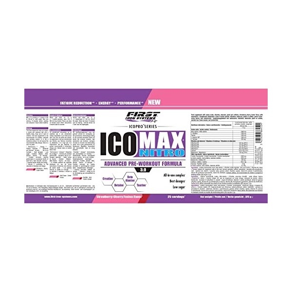 Icomax nitro 375g 1 pot de 375g, Fraises cerises fusion 