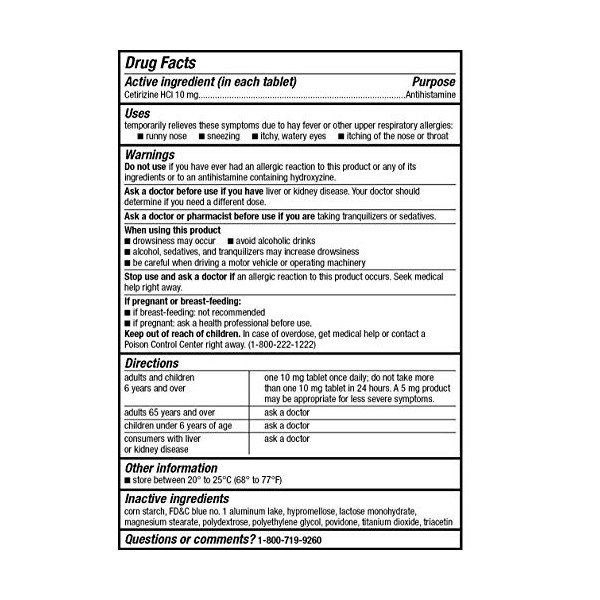 Berkley Jensen Allergy Relief, 365 ct.