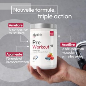 PRE WORKOUT HT | Booster Musculation sans Créatine | 3g de Bêta-Alanine + 3g dArginine + 4g de Citrulline + 200mg de Caféine ...