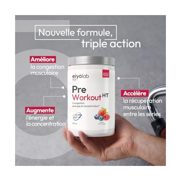 PRE WORKOUT HT | Booster Musculation sans Créatine | 3g de Bêta-Alanine + 3g dArginine + 4g de Citrulline + 200mg de Caféine ...