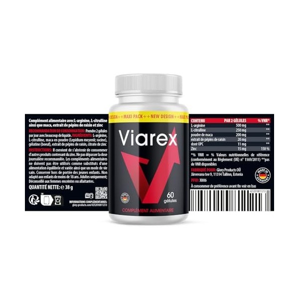 Viarex Capsules - Convient aux hommes - Facile à utiliser - 60 capsules par boîte
