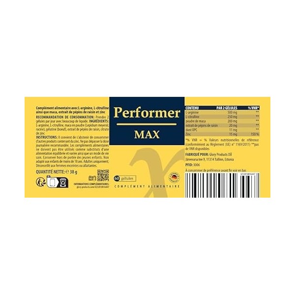 Performer Max Capsules - pour plus de passion - pour les hommes - 60 capsules