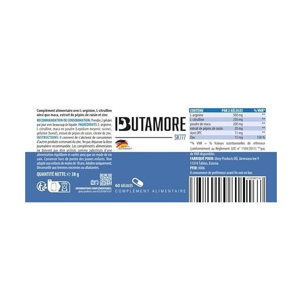Ibutamore Capsules | Avec des matières premières puissantes ainsi que de la L-arginine, L-citrulline, maca, | En MaxiPack 60 