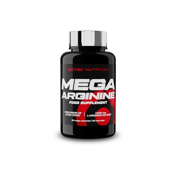 Scitec Nutrition Mega Arginine | Acide aminé | 1075 mg de L-Arginine par méga gélule | Pour les femmes et les hommes, 90 mega...