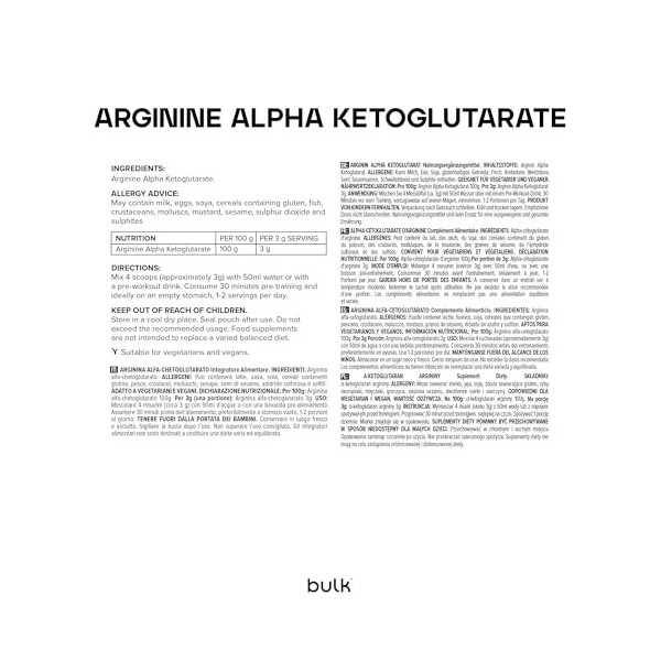 Bulk Alpha cétoglutarate darginine AAKG , 1 kg, lemballage peut varier L-Arginine