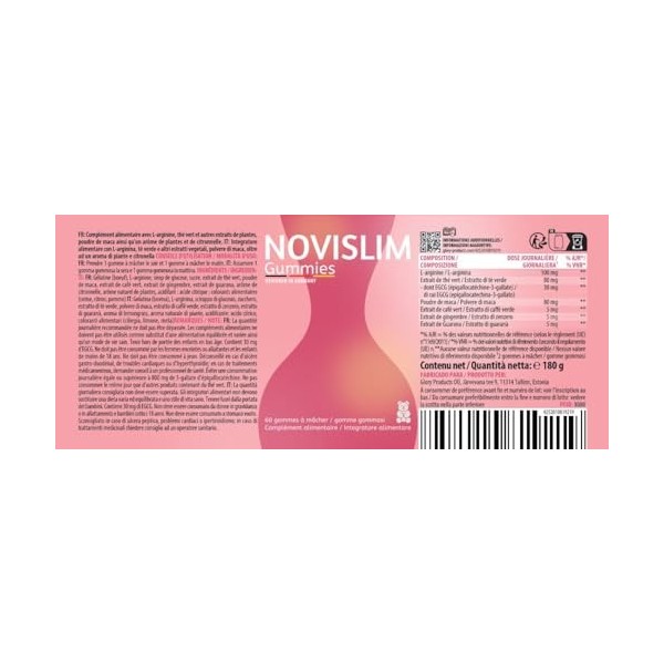 Novislim Gommes | une expérience gustative délicieuse | dans une grande boîte maxi | contenu 60 gommes