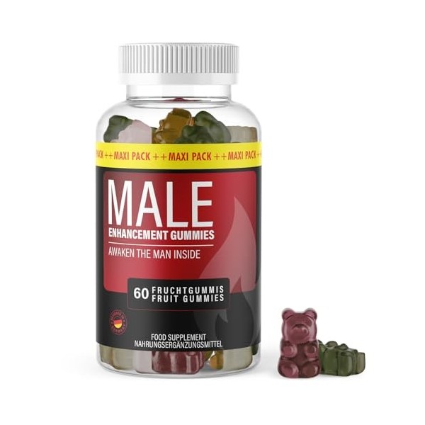 MALE Enhancement Gommes | avec L-arginine et thé vert | pour les moments intimes | Contenu 60 gommes
