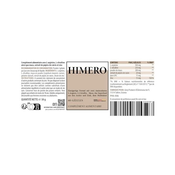 Himero Capsules | Avec des ingrédients de haute qualité | Prise facile | Contenu 60 capsules