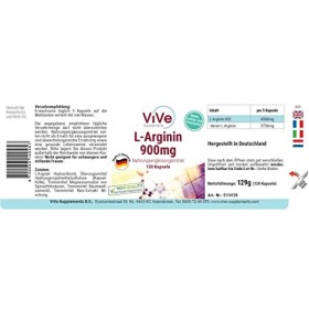 L-Arginine 900 mg - 120 gélules - Végétalien - Acide aminé populaire - 900 mg darginine-HCL par gélule | Qualité en provenan
