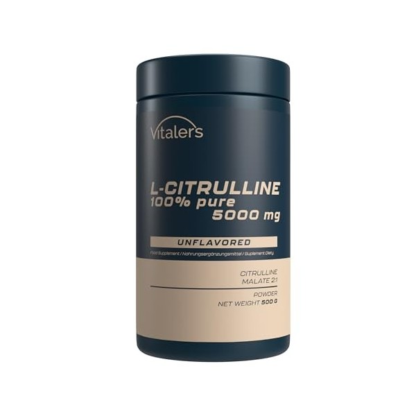 Vitalers Sport Citrulline L-Citrulline Malate , Powder - 500 g, Vegan, Sans conservateur, Sans sucre, Composition pure