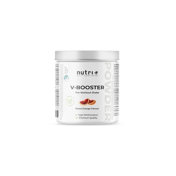 Nutri + Pre-Workout Booster Blood Orange - hautement dosé + vegan - Caféine Citrulline L-Arginine Creapure ß-Alanine Bétaïne 