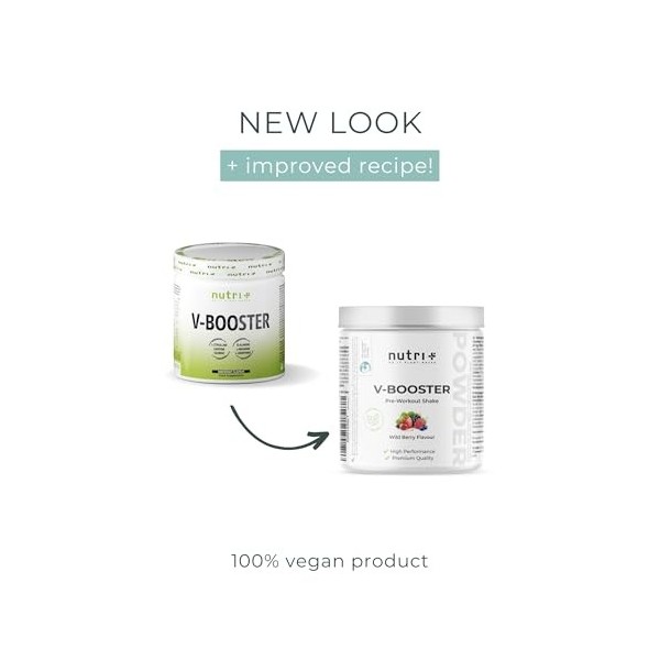 Nutri + Pre-Workout Booster Wild Berry - hautement dosé + vegan - Caféine Citrulline L-Arginine Creapure ß-Alanine Bétaïne HC