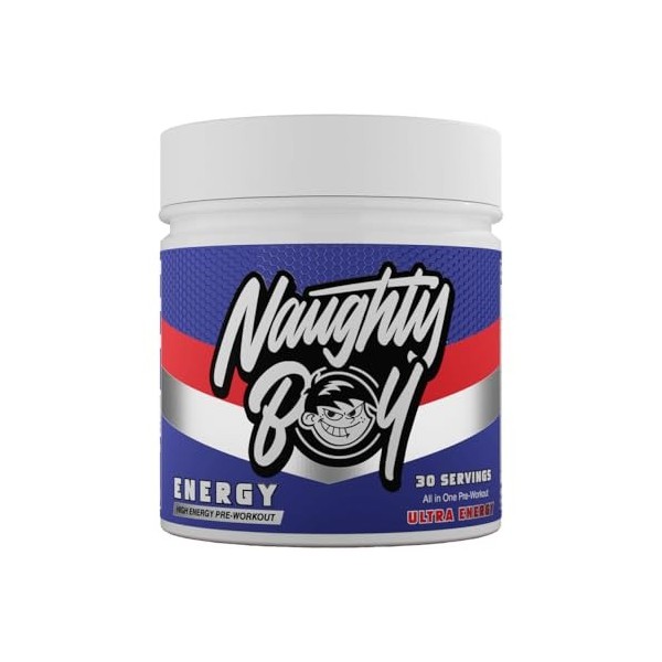 Naughty Boy Energy 30 Servings Orange et fruit de la passion - Pré-entraînement - Booster de pré-entraînement L-Citrulline