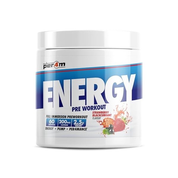 Per4m Energy Pre-Workout 60 Servings Fraise Cassis - Pré-entraînement - Booster de pré-entraînement