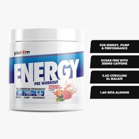 Per4m Energy Pre-Workout 60 Servings Fraise Cassis - Pré-entraînement - Booster de pré-entraînement